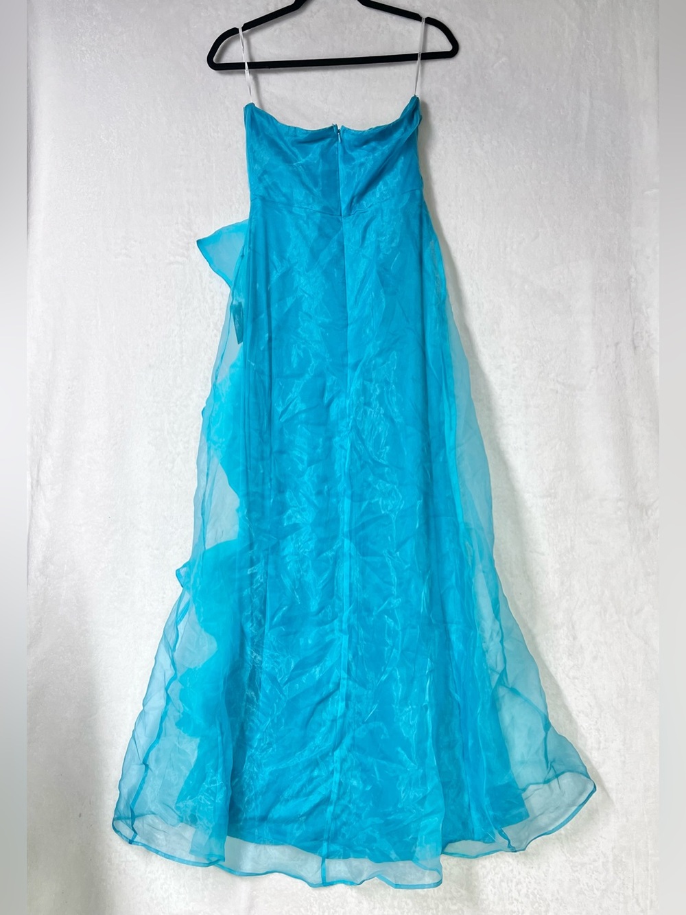 Lulus Exquisite Ease Teal Green Organza Strapless Ruffled Maxi Dress Size S NWT - Picture 6 of 13